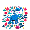 Blue Cartoon Brontosaurus