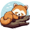Sleeping Red Panda on Branch