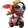 Kaninchen Scooter mit Schal