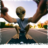Alien Skateboard Selfie