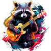 Racoon playing guitar