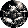 A Pig playing drums