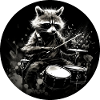 A Raccoon playing drums