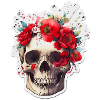 Skull with red flowers