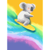 Surfender Regenbogen-Koala