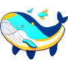 Friendly whale with baby whale