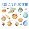 Aquarellwunder - Benanntes Sonnensystem
