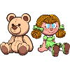 Cartoon Teddy Bear And Doll