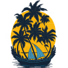 Sunset on the palm boat