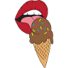 Red lips licking ice cream
