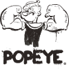 Popeye Frowning Flexing Muscles