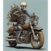 Skeleton Bones & Flowers Biker
