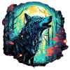 Epic wolf at full moon