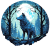 einsamer Wolf bei Vollmond