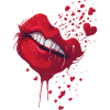 Lip kiss with heart splash