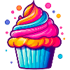 Rainbow cupcake with bubbles