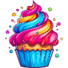 fluffy rainbow cupcake