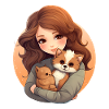 Girl with Animals – Loving Cuddle Motif