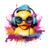 Cute duck with headphones