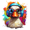 Funky duck with headphones and glasses