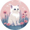 Chat pastel en fleurs