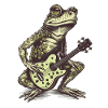 Cool green frog with guitar
