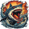 Shark on Fire (without background)