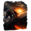 Guerrière et son dragon noir