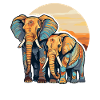 Maman éléphant et enfant