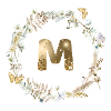 M Monogram Glitter Boho Wreath