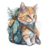 Cat With School Bag