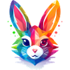 Polygonkaninchen in Regenbogenfarben