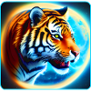 Mystical tiger head with moon