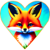 Cute fox in heart shape