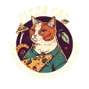 Cat with slices of pizza
