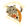 Pizza avec chat et lettrage