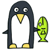 Penguin with fish
