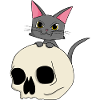 Cat head with skull design