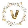 V Monogram Glitter Boho Wreath