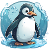 Funny penguin braving the cold