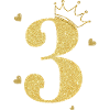 3e anniversaire couronne doré