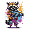 Raccoon with laser gun