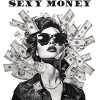 Frau mit Sonnenbrille Lederjacke Geld