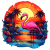 Flamingo at sunset