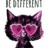 Be different,cat,girly, sunglasses, hearts