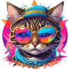 farbige coole Katze