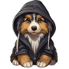 Cooler Australian Shepherd in Freizeitkleidung
