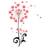 Une fleur de pissenlit avec des cœurs d’amour et des chiens