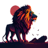Lion at sunset