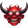 a devil emoji with sunglasses